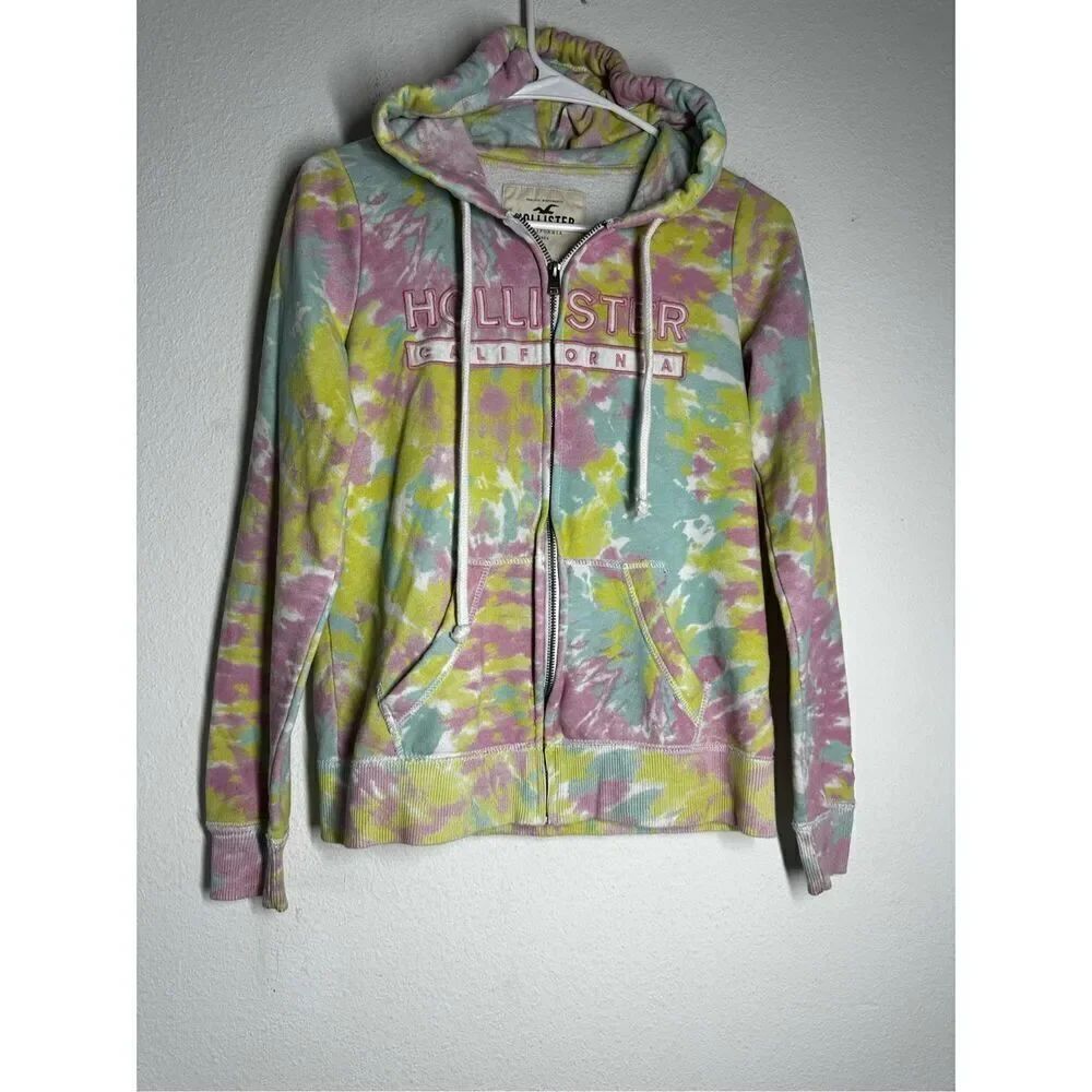 Hollister Hoodie Adult Sz S Pastel Tie Die High School Sweater Women Pockets